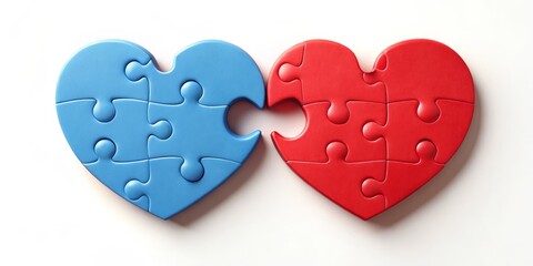 Interlocking puzzle pieces crafted with precision, forming a symmetrical heart shape, representing the intricate bond