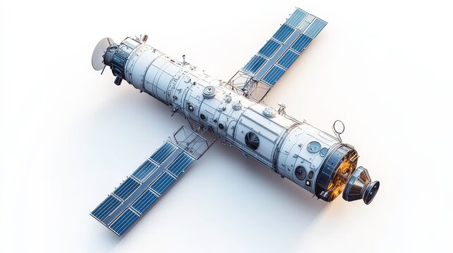 Skylab clipart, element, 3D illustration, realistic, isolated on white background