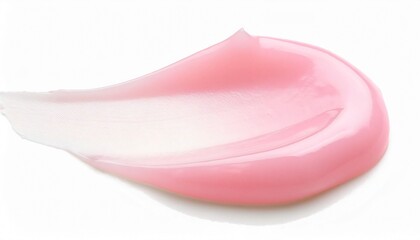 Pink cosmetic cream gel texture is forming a background with copy space on a white background