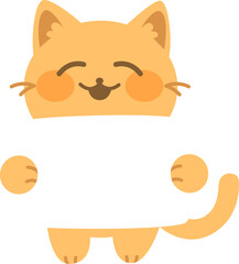 Cute Happy Smiles Orange Cat Holding Blank White Paper Sheet Cartoon Illustration Vector