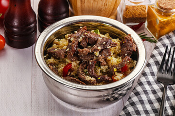 Traditional couscous with beef and vegetables