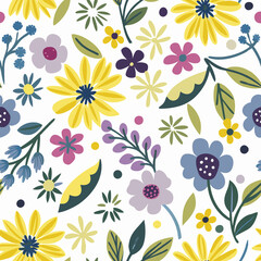 Ornate floral seamless texture, endless pattern with flowers. Seamless pattern can be used for wallpaper, pattern fills, web page background, surface textures.