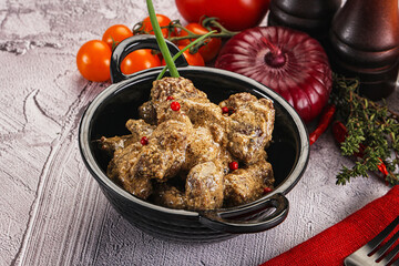 Beef liver with cream sauce