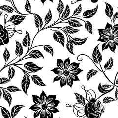 Fototapeta premium Ornate floral seamless texture, endless pattern with flowers. Seamless pattern can be used for wallpaper, pattern fills, web page background, surface textures.