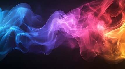 Fototapeta premium Abstract colorful smoke swirls on a black background.