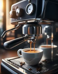 Tableau sur aluminium  The process of making coffee in a coffee machine  © stéphane huvé