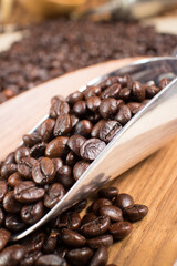 coffee beans in the spoon