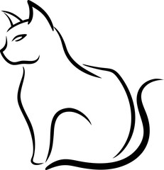 A cat is sitting on a white background