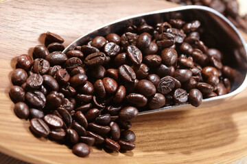 coffee beans in the spoon