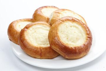 fresh buns on the white plate