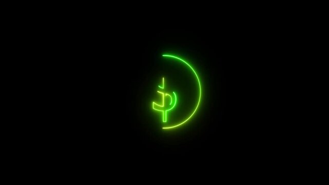 abstract neon doller sign in neon cricle on background