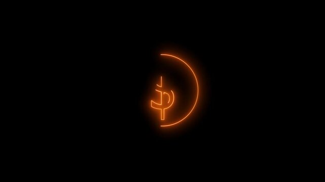 abstract neon doller sign in neon cricle on background