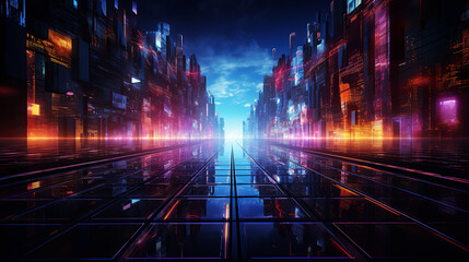 Fototapeta premium generated illustration a large wall with running monitors