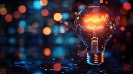 Lightbulb with an arrow pointing upward and a target in the distance