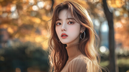 Fototapeta premium portrait of a beautiful asian girl woman model, fashion model, fashion photography, minimalistic, street photography.