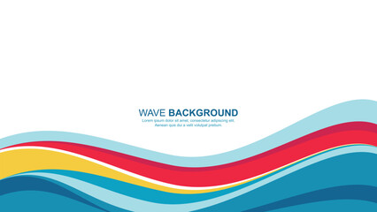 Modern abstract wave design in blue, orange, and red tones