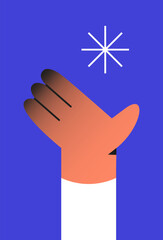 Frostbite stage. Hand diseases with black fingers in winter cold season. Flat vector illustration in cartoon style.