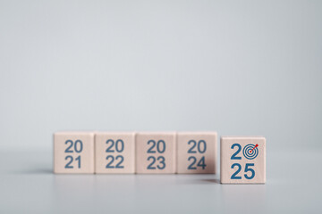 Happy new year 2025 for business target concept. budget planning and management, Setting business goals and strategic plans for 2025