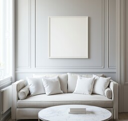 Render of a classic blue interior frame mockup in 3D