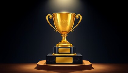 Elegant Golden Trophy with Curved Handles and Marble Base