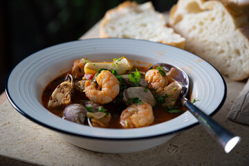 Cioppino. Italian, American seafood soup