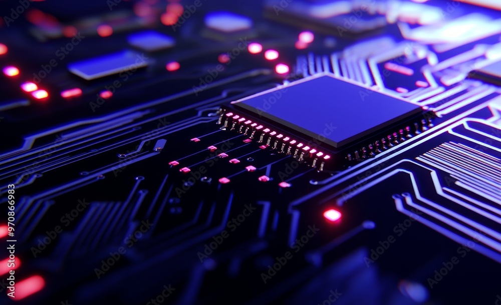 Poster technology of the future. a futuristic 3d illustration of a fantastic cyberspace with a head-up disp