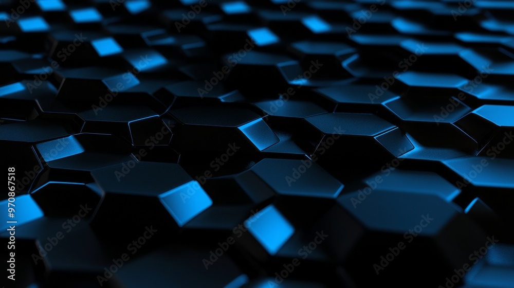 Leinwandbilder The hexagonal pattern is a futuristic surface concept with a sci-fi technological background.