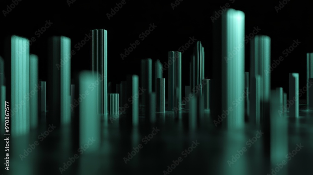 Poster 3d illustration background of intelligent city architecture on futuristic digital screen monitors.