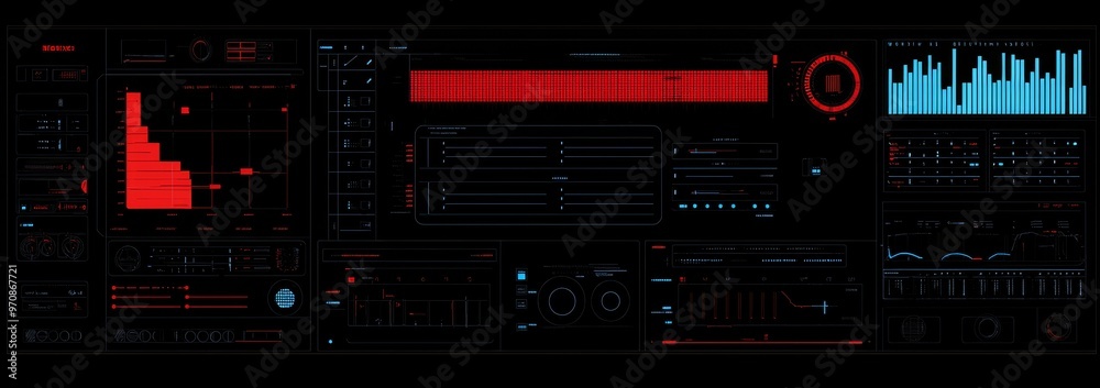 Poster The elements of a futuristic digital user interface. Callouts, frames, pointers, circles, arrows, headers. Modern elements.