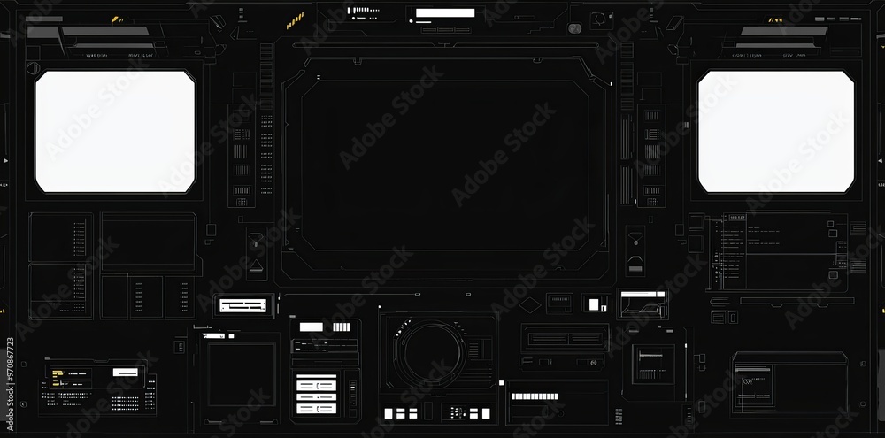 Leinwandbilder hud, gui, ui elements for digital technology. digital frames, buttons, pointers, scales with loading
