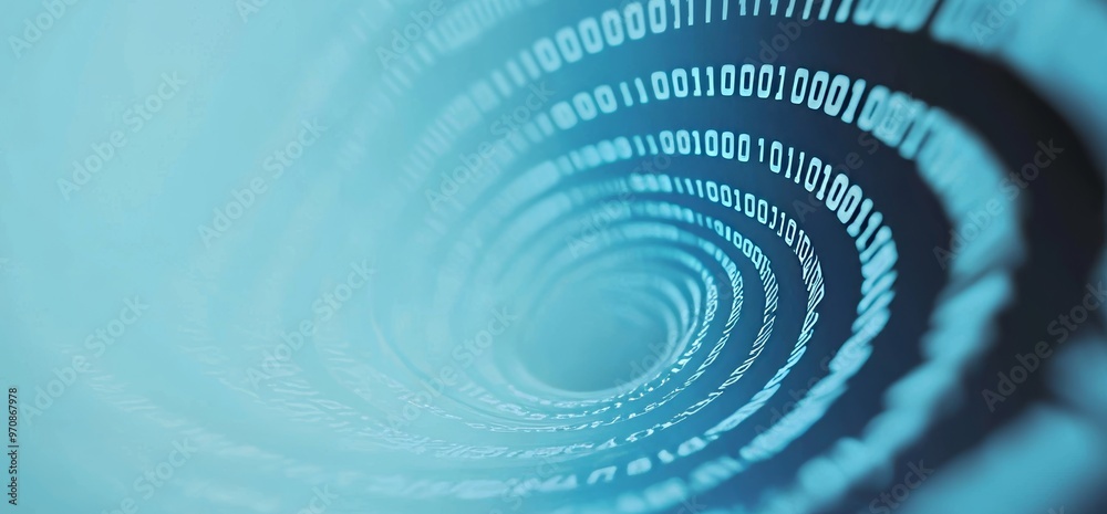 Poster With hi-tech digital interface infographics and binary code, an abstract technology background can be seen