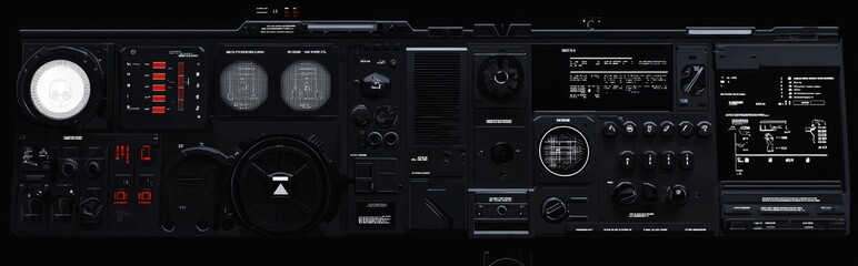 Fototapeta premium HUD user interface elements: frames, callouts, arrows, pointers, scales, bars, navigation targets, complex combinations of elements.
