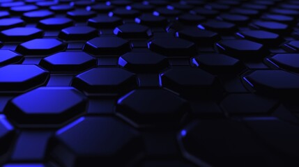 Futuristic hexagon-shaped glowing neon surface. Head-up display.