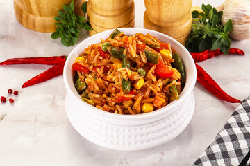 Mexican spicy rice with vegetables