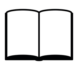 book - black and white simple symbol icon of open book, vector illustration isolated on white