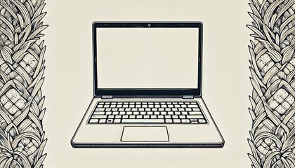 シンプルなノートパソコンのイラスト