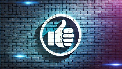 良いねマークの青い壁