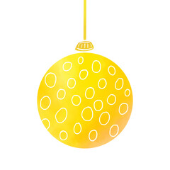 Watercolor Christmas ball. Christmas decoration. Vector illustration isolated on white background. Element for print, banner, card, brochure or poster.