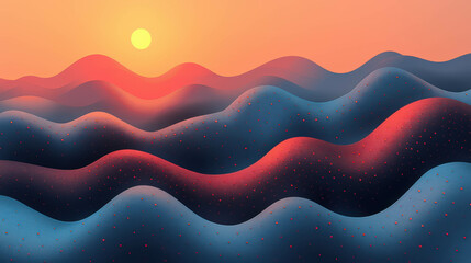 A colorful painting of a wave with a blue and yellow stripe. The painting is abstract and has a lot of different colors