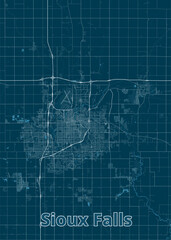 Sioux Falls, South Dakota, USA artistic blueprint map poster