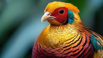 Fototapeta premium Golden Pheasant Portrait with Vibrant Colors