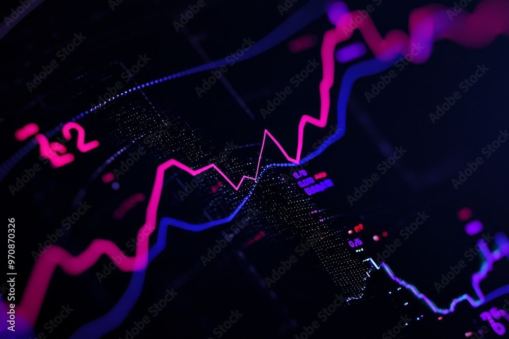 Aufkleber World map with data charts and stats, futuristic interface with technological background, stock market data