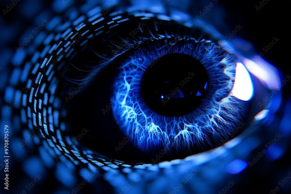 Fototapete Dots and lines. A futuristic Sci-Fi glowing HUD element. An abstract hi-tech background. A head-up display interface. A virtual reality technology innovation screen. A circle engineer hologram.