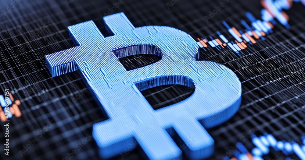 Aufkleber the bitcoin glowing hologram hud features digital statistics and graphs