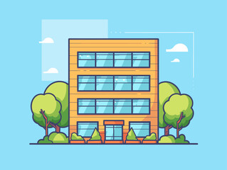 The Modern Workspace: An Abstract Depiction of a Dynamic Workplace Environment in Bold, Cartoonish Lines