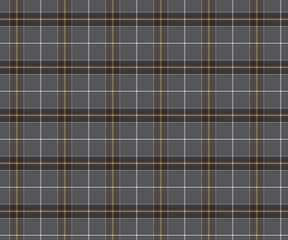 Plaid fabric pattern, grey, brown, white, seamless for textiles, and for designing clothes, skirts, pants or decorative fabrics. Vector illustration.