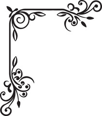 Calligraphic hand drawn corner silhouette vector, arabic floral corner, frame corner 