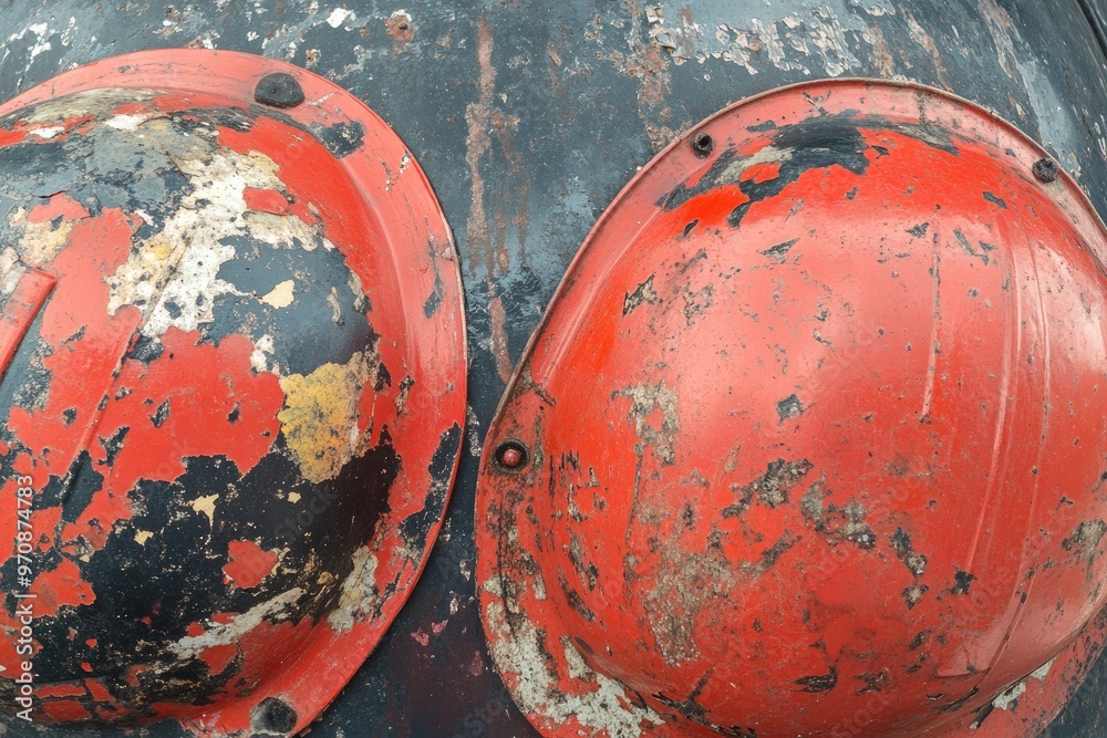 Canvas Prints Close-Up of Two Red and Black Worn Metal Objects