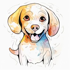 Fototapeta premium Dog in Watercolor Style Isolated on White Background