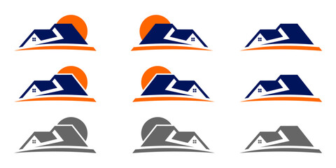 house logo design collection, logo design for housing contractors, construction, real estate, icons, roof symbols